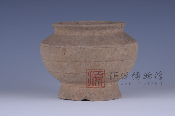 东晋弦纹灰陶盂