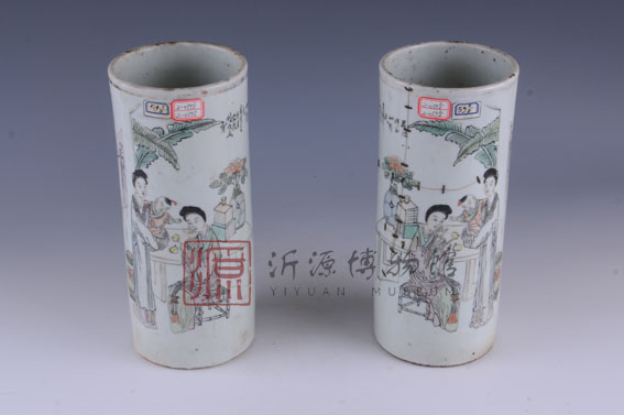清五彩人物瓷帽筒
