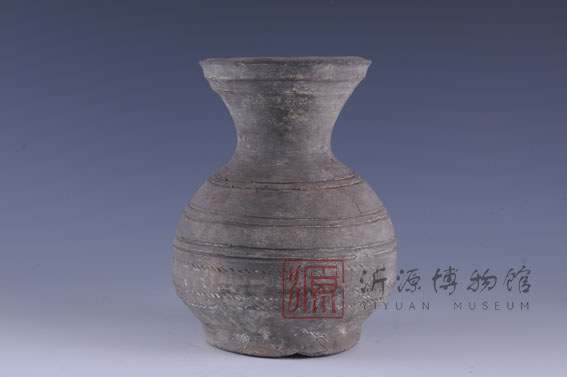汉弦纹灰陶壶