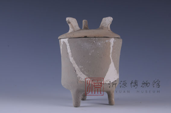 东周筒形灰陶盖鼎