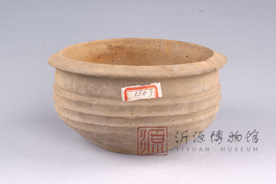 汉弦纹灰陶洗