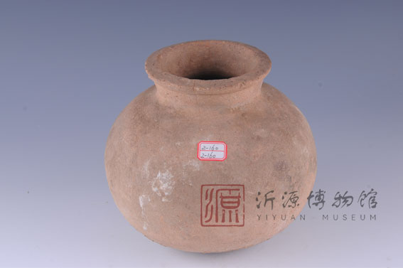 汉绳纹红陶壶
