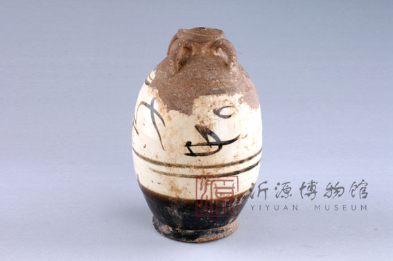 元磁州窑白釉黑花四系瓷壶