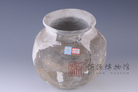 春秋绳纹灰陶罐