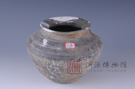 春秋绳纹灰陶罍