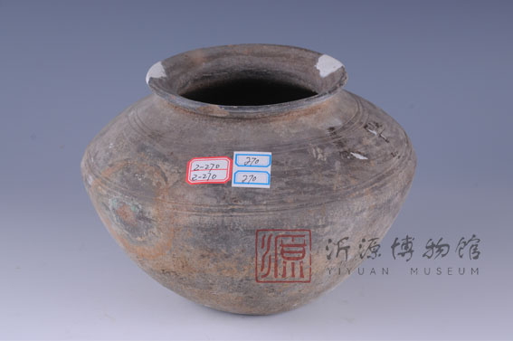春秋绳纹灰陶罍
