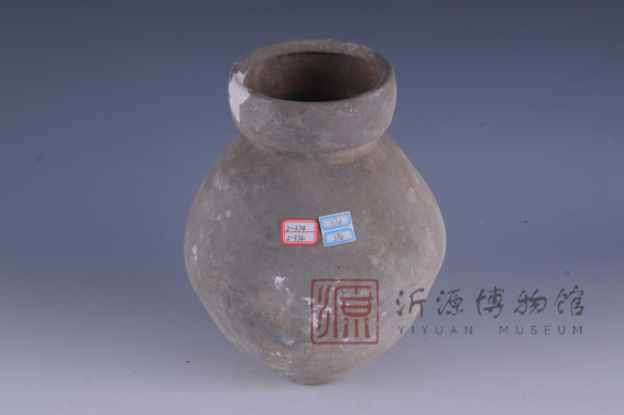 春秋绳纹盘口灰陶罐