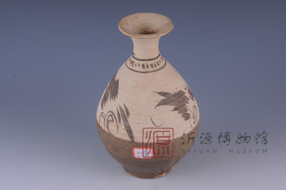 元褐釉黑花玉壶春瓷瓶