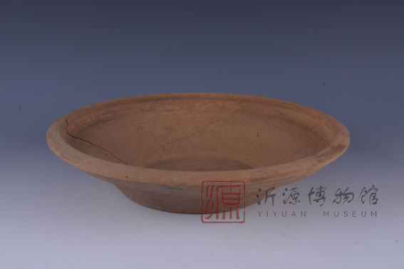 汉弦纹褐陶盆