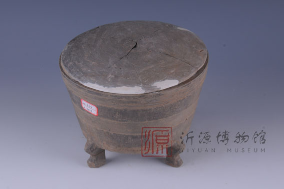 汉弦纹灰陶仓