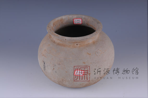汉弦纹灰陶罐